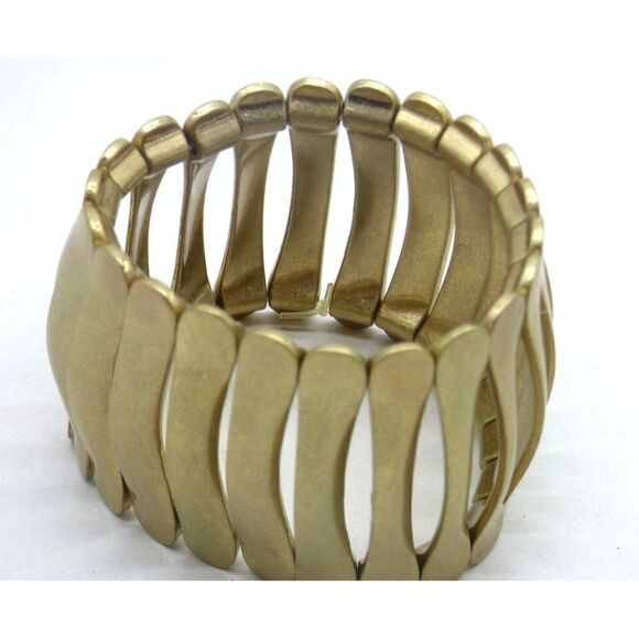 Women’s Brass Colored Fishbone Bracelet, 1-6/8” width - Picture 3 of 6